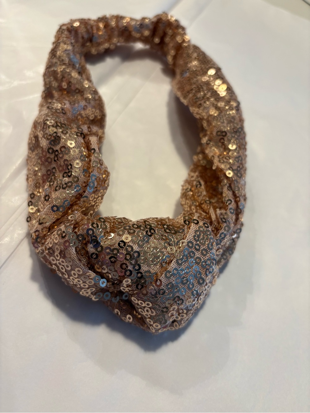 Sparkle Twist Headband in Rose Gold Sequin